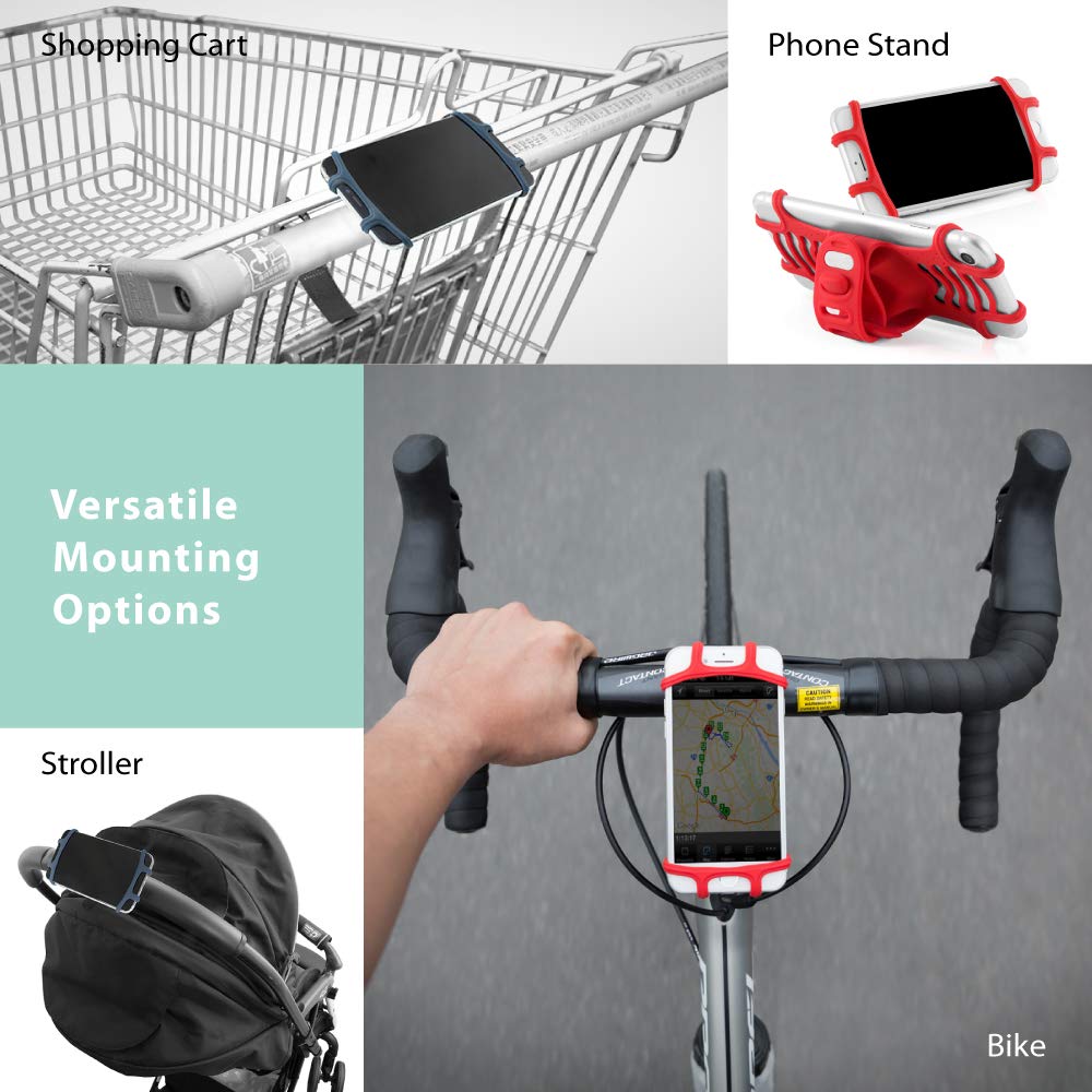 ?Bone? Bike Phone Mount, Universal Bicycle Stem Handlebar Cell Phone Holder For 4 To 6 Inch Smartphone (Bike Tie Pro Dark Blue)
